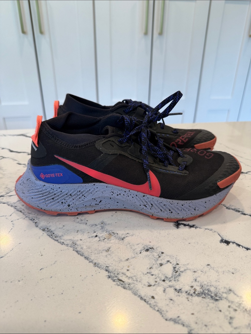 Nike Women's Black and Coral/Grey Gore-Tex Trail Sneakers